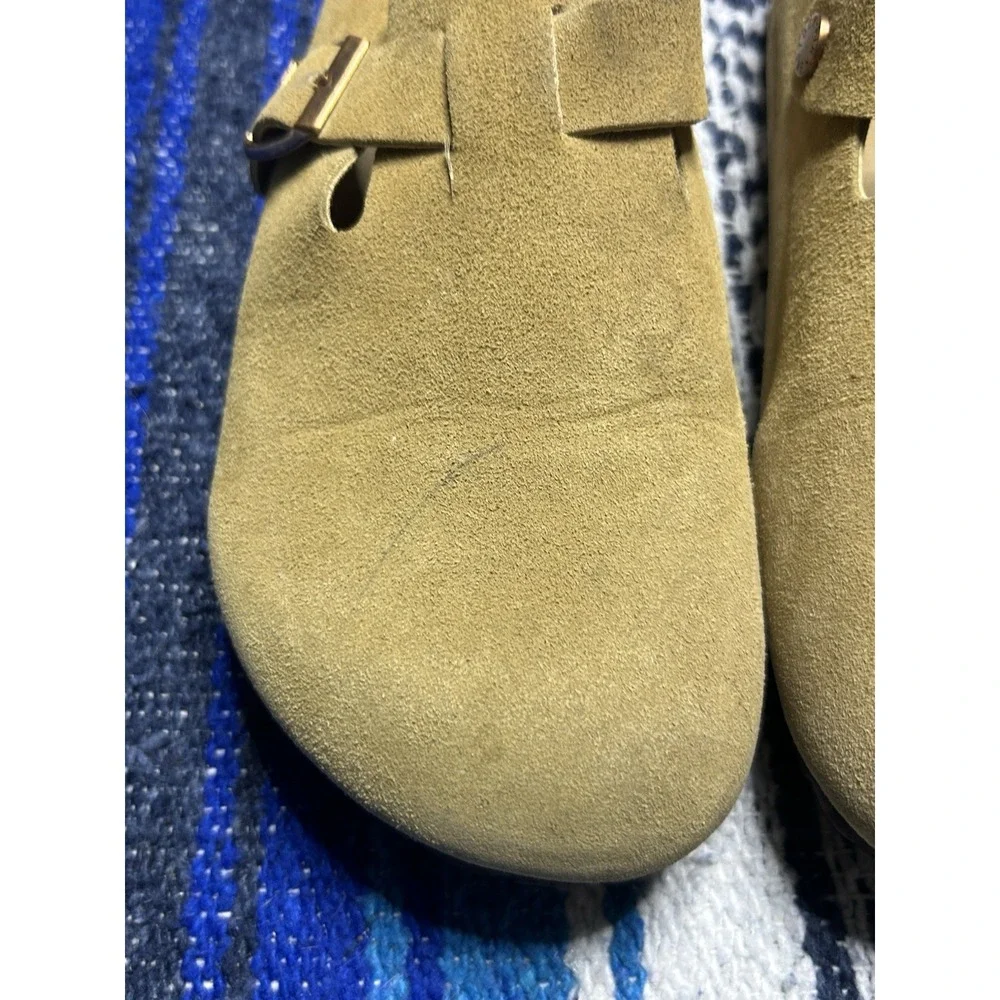 Birkenstock Boston Taupe Mens 9 9.5 Suede Leather Clogs EU 42 Made Germany